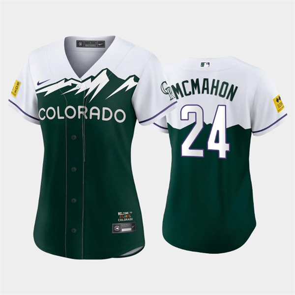 Women's Colorado Rockies #24 Ryan McMahon 2022 Green City Connect Stitched Baseball Jersey(Run Small)